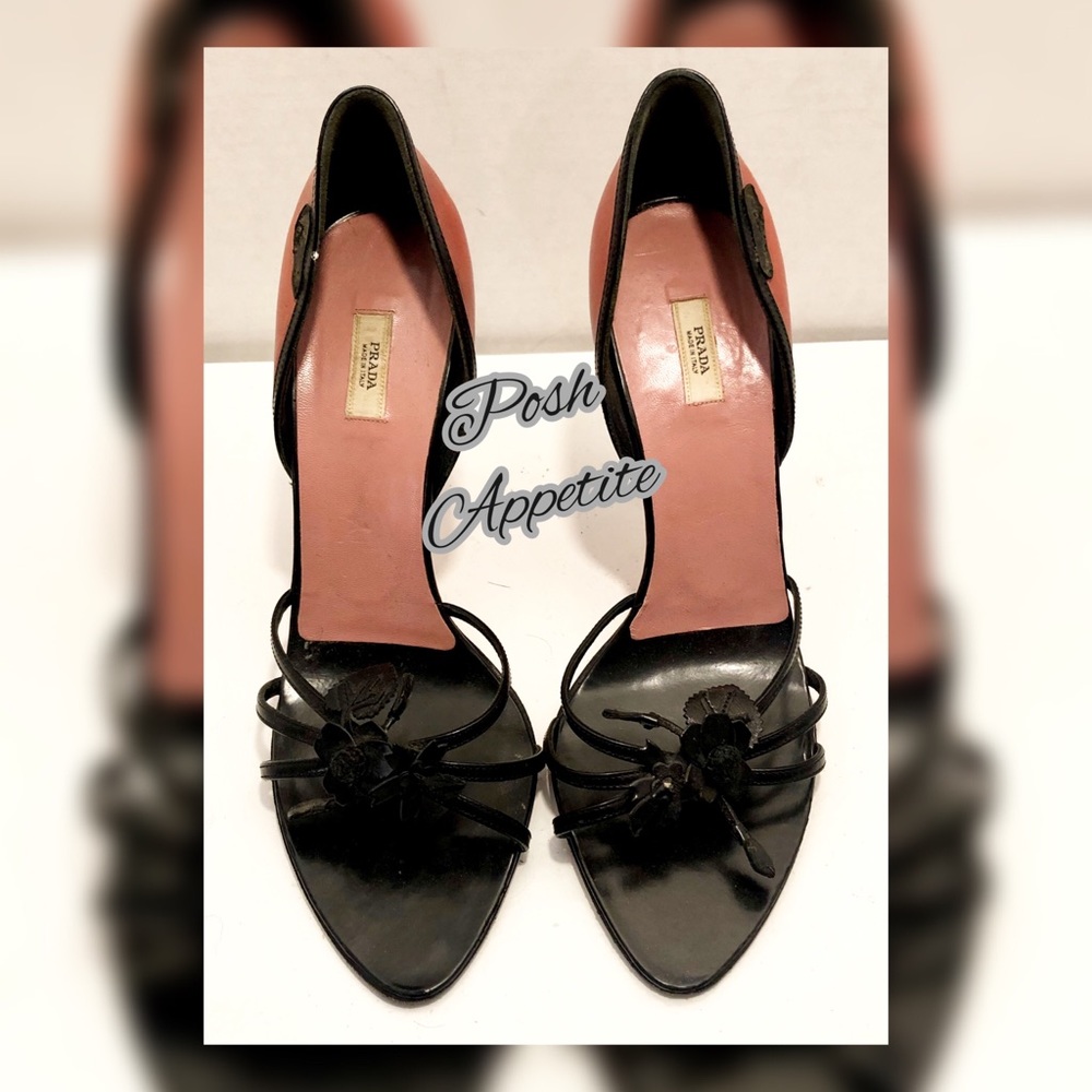 PRADA Spring Summer leather flower Sandals